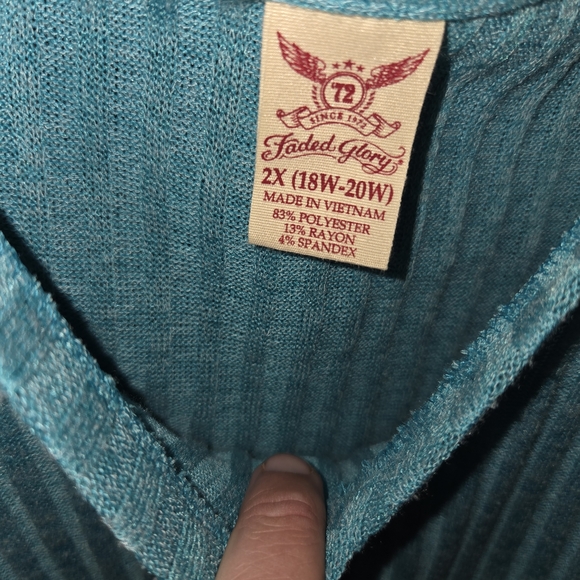 Faded Glory Teal Ribbed Tunic - Picture 2 of 3